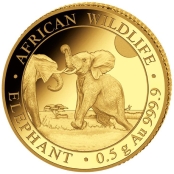 Somalia Elefant 0,5 Gramm Gold 2024 - Motivseite