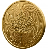 Maple Leaf 1 Gramm Gold - Motivseite mit Ahornblatt