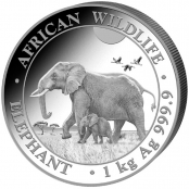 Somalia Elefant 1 kg Silber 2022- Motivseite