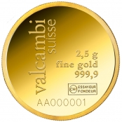 Goldbarren Valcambi 2,5 Gramm Rund - LBMA zertifiziert