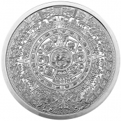 The Aztec Calendar Stone 2 oz .999 Silver Round Cuauhtemoc Eagle Snake 