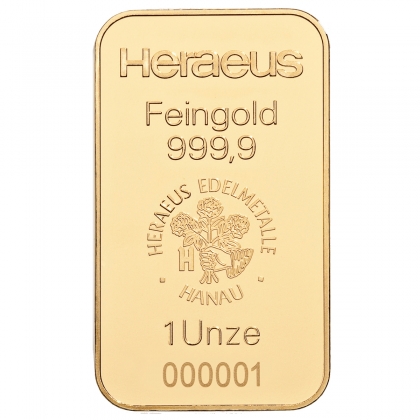 Goldbarren Heraeus 1 oz 