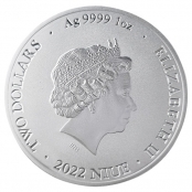 Bitcoin Münze aus Silber 1 oz (Niue)- Wertseite