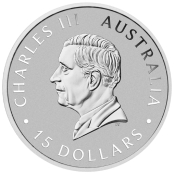 Kookaburra 1/10 oz Platin 2024 - Wertseite der einmaligen Platinmünze der Perth Mint