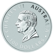 Kangaroo 1 oz Platinum 20234- Wertseite der einmaligen Silbermünze der Perth Mint