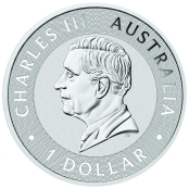 Kangaroo 1 oz Silber 2024 - Wertseite der einmaligen Silbermünze der Perth Mint