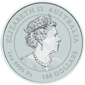 Lunar III -  Hase 1 oz Platin 2023 - Wertseite der einmaligen Silbermünze der Perth Mint