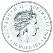 Koala 10 oz Silber 2009 - Auf der Wertseite ist traditionell Elizabeth II abgebildet