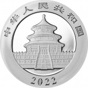 Panda 30 g Silber 2022 - Rückseite mit Pekinger Himmelstempel