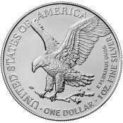American Silver Eagle 1 oz - Die Rückseite ziert das amerikanische Wappentier, der Weißkopf-Seeadler