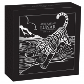 Lunar Tiger 1 oz Silber 2022 High Relief Proof - Box