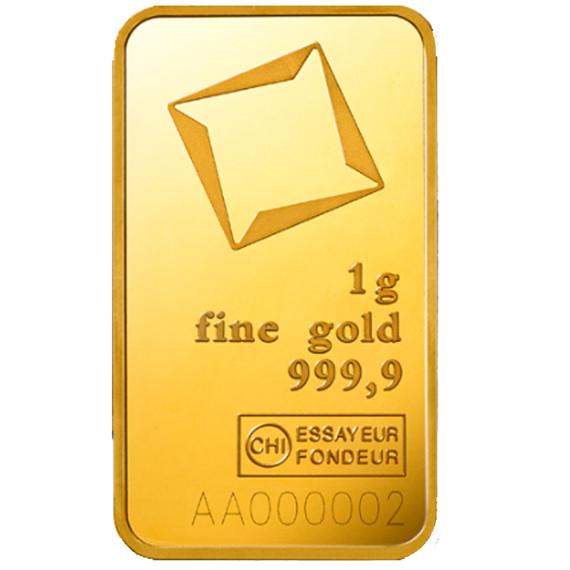 999.9 Fine Valcambi Suisse lot of 2 BA 1 Gram Gold Bar & 1 Gram Silver Bar 